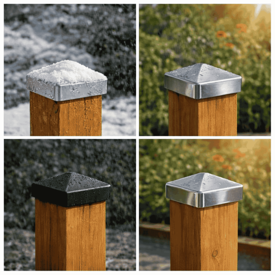 Pfostenkappe 100x100 mm Edelstahl V2A geschliffen – 10er Set inkl. Schrauben-60220-100-022