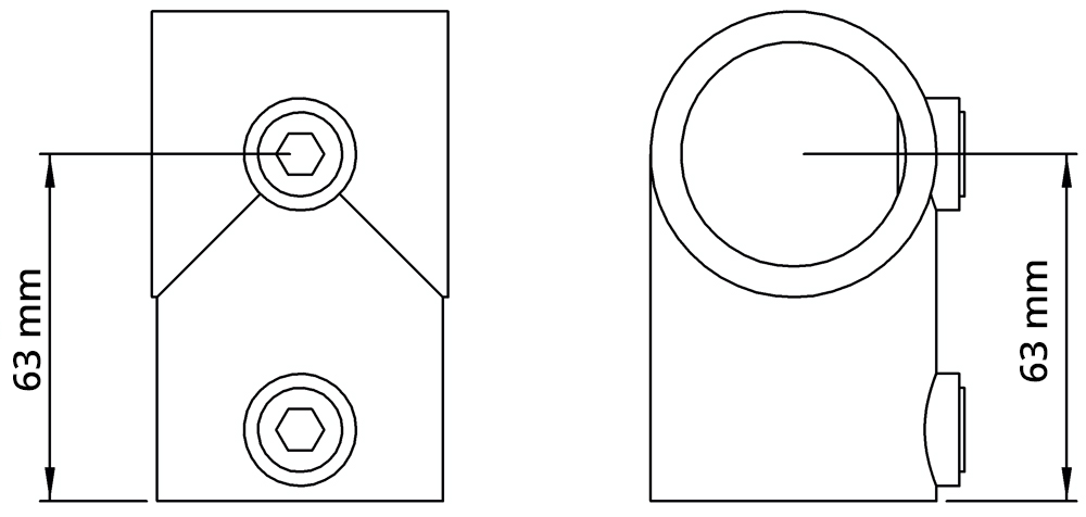 Rohrverbinder - T-Stueck kurz - 101D48-C42 - 48-3 mm; 42-4 mm - 1 1-2-; 1 1-4- - Feuerverzinkt u. Elektrogalvanisiert-101D48-C42
