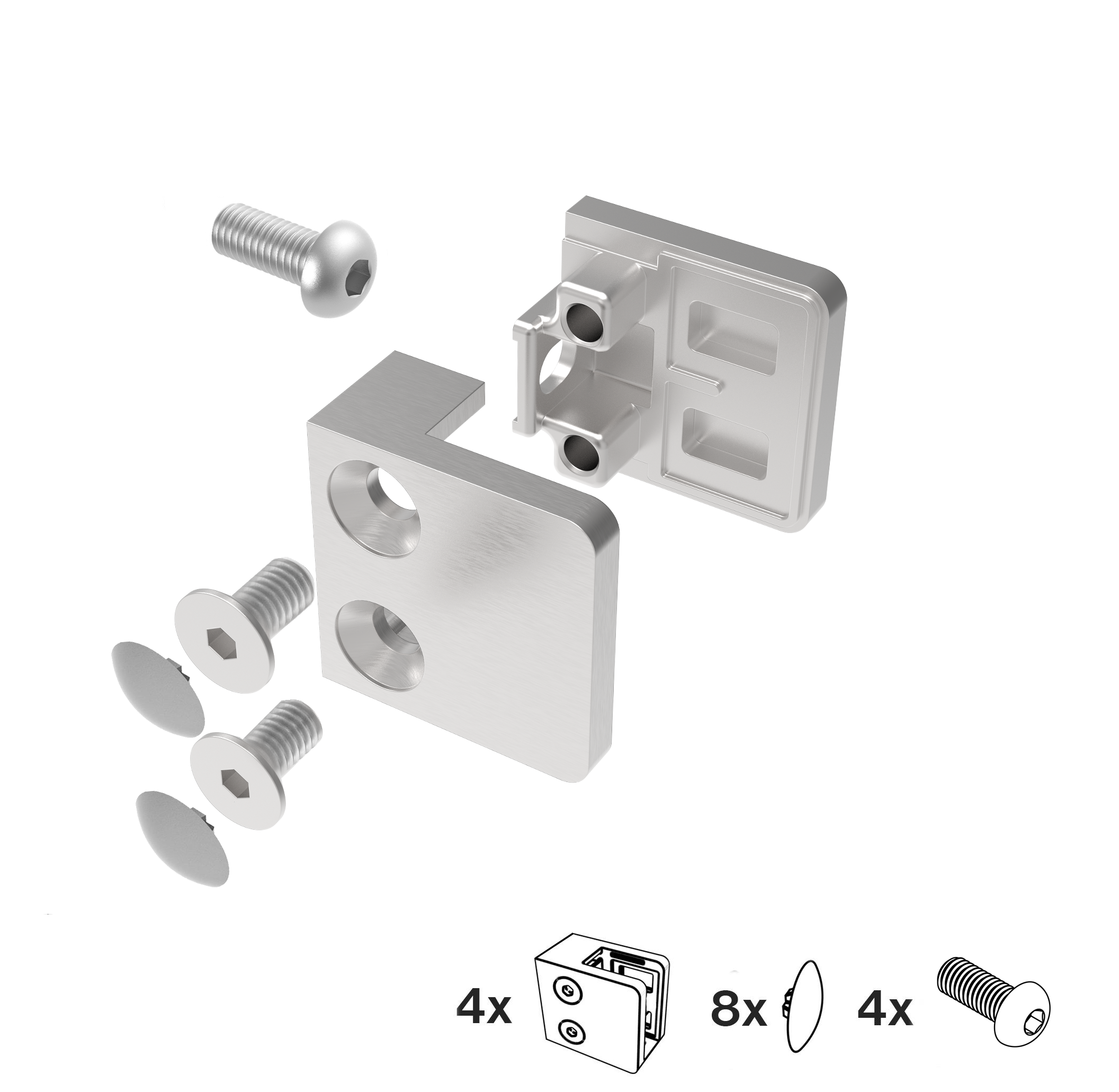 Glasklemme V2A fuer 4-8 mm Glas Flachanschluss geschliffen-89-11A2900000SET4-A.4