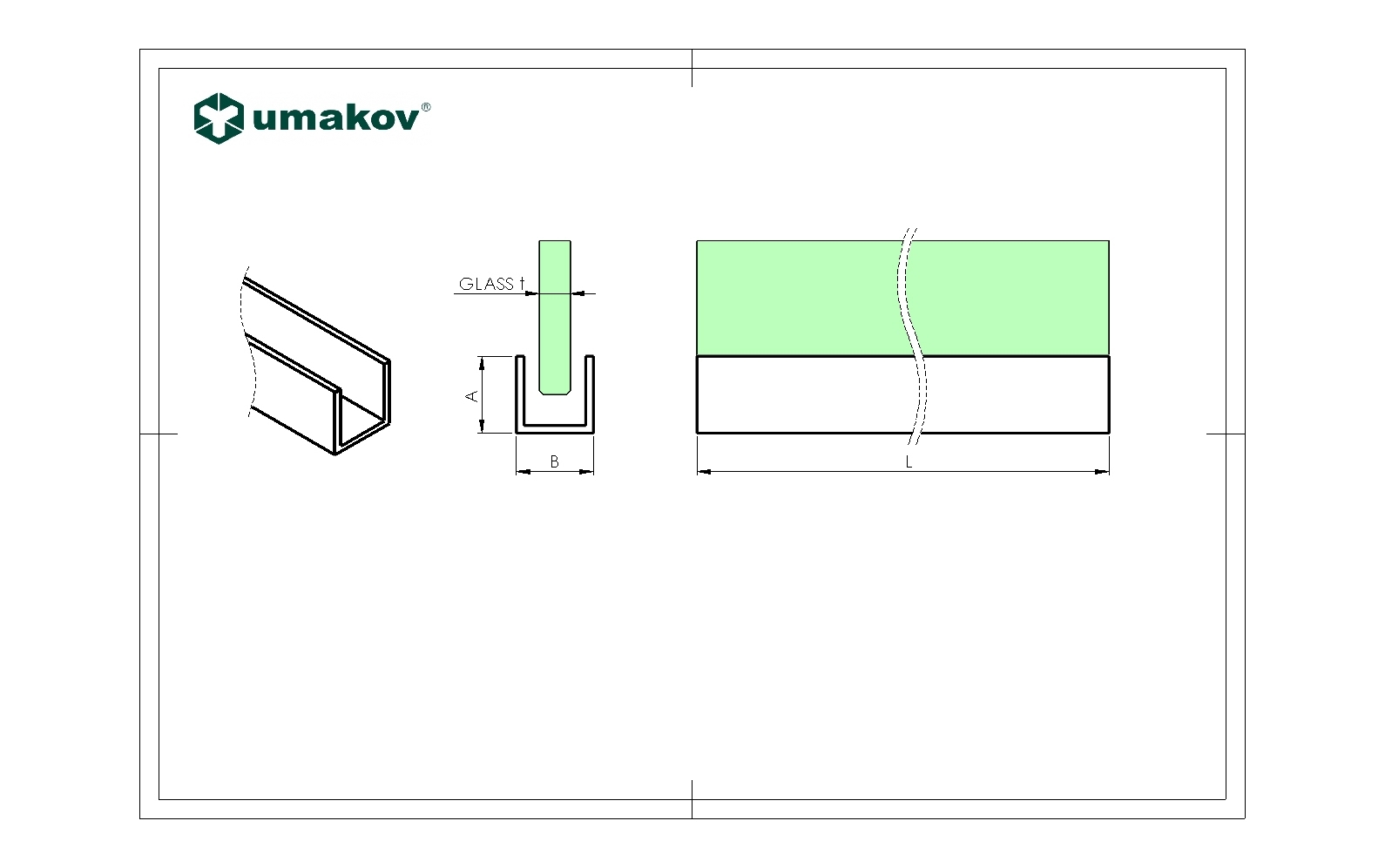 U-Profil Aluminium 20x14x2-0 mm fuer Glas 10 mm schwarz eloxiert L=2950 mm-89-11GSBLACKZP2014S-A.4
