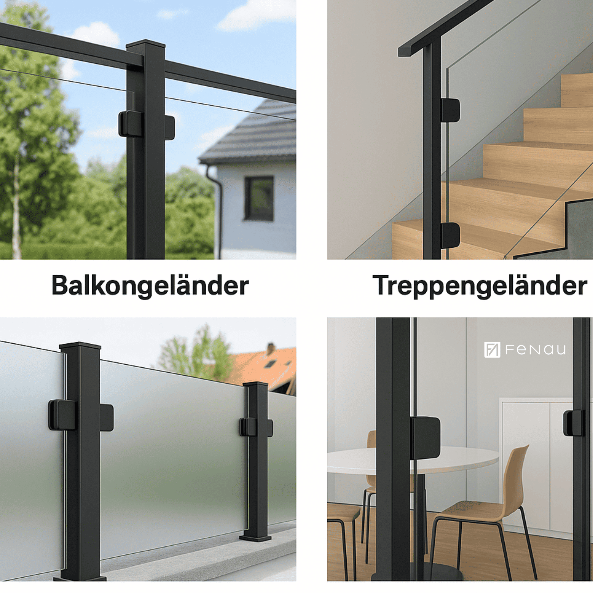 Glashalter ZAMAK schwarz fuer flache Pfosten- Glas 6-10-76 mm- Modell 21-18-2100-A.3_BLACK