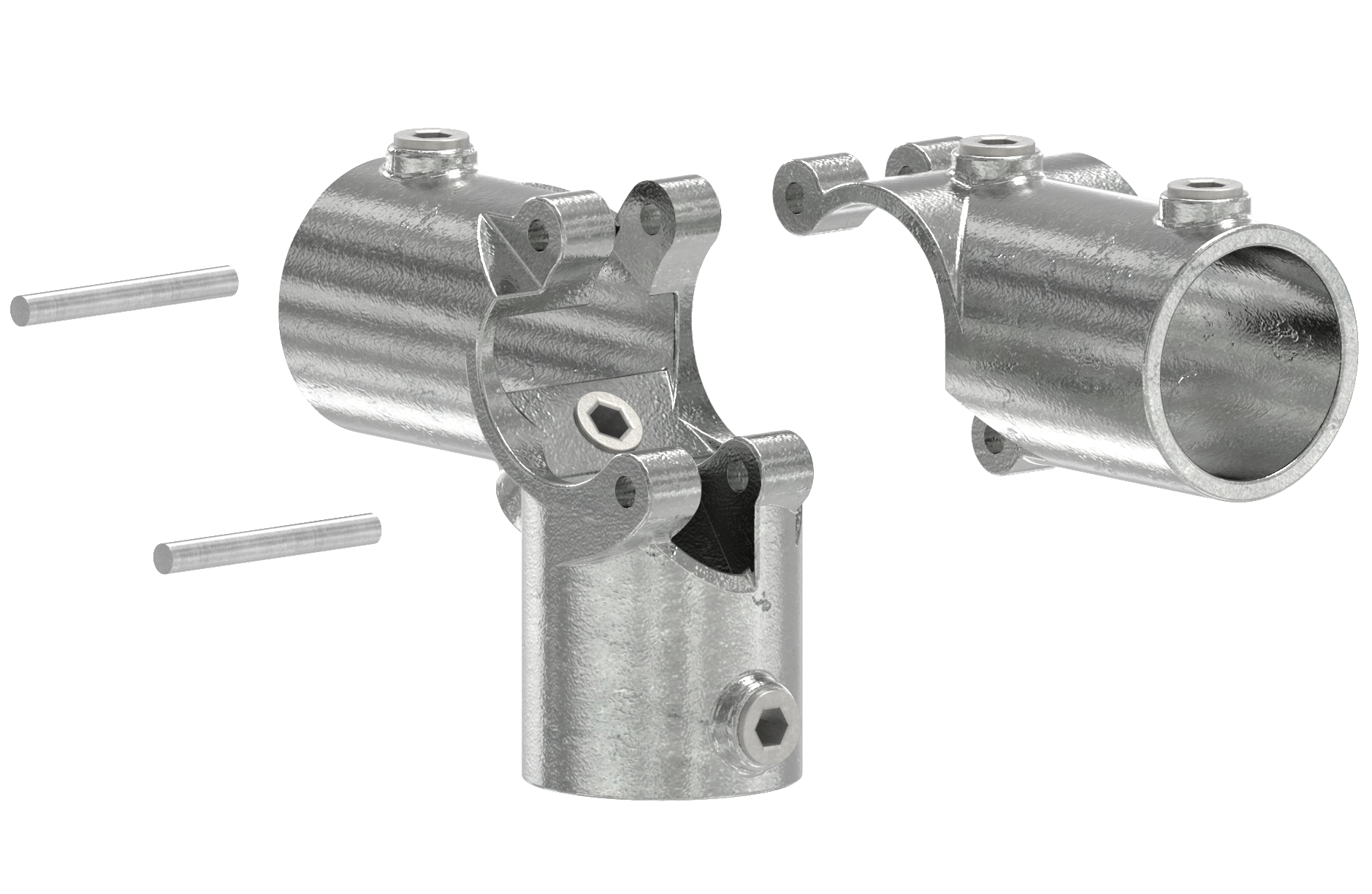 Rohrverbinder - T-Stueck fuer Stuetzrohr aufklappbar - 176D48-V - 48-3 mm - 1 1-2- - Feuerverzinkt u. Elektrogalvanisiert-176D48-V