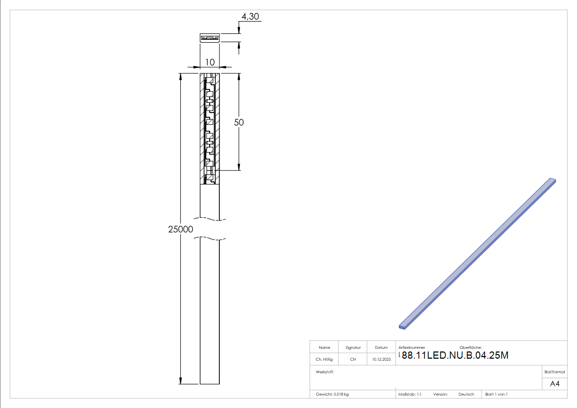 LED Band 25 m IP65 warmweiss 2700K fuer Nutrohr-88-11LED-NU-B-04.25M