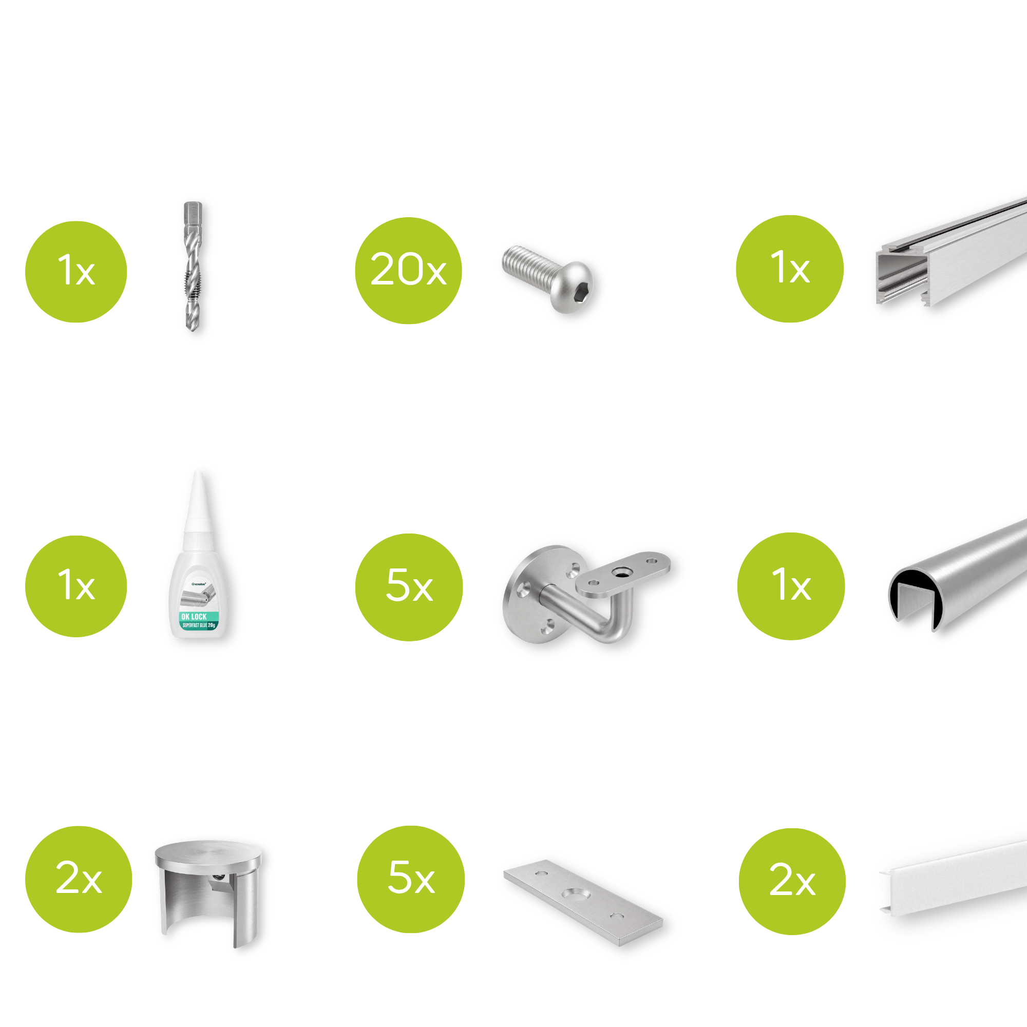 Handlauf-Set V2A Ø 42-4 mm fuer LED-Beleuchtung geschliffen-89.A6920042LED5000S1