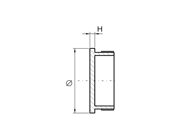 Rohrstopfen flach gegossen fuer Rundrohr- Ø 33-7x2 mm V2A-11-5200-A.4