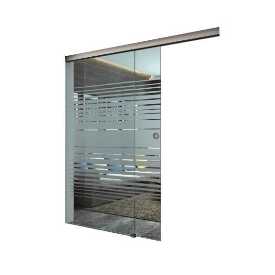 Glastuer Schiebetuersystem Aluminium 3000mm- 8-12mm Glas- 80kg- Soft-Close-89-11GSALP8108NE3M-A.4