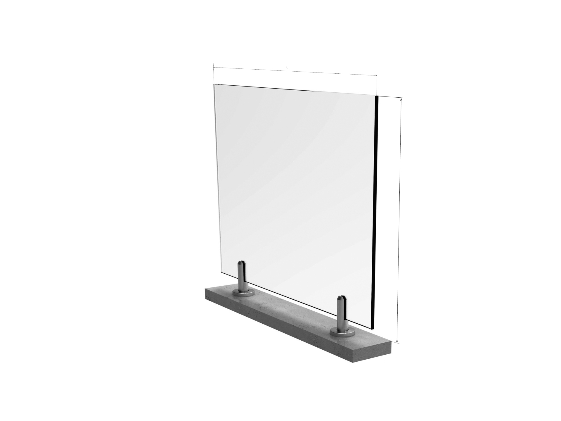 Franzoesisches Glasgelaender Edelstahl AISI 304 - Spigot - 16-76mm Glas-89-11GSFRB103X1206100-A.4