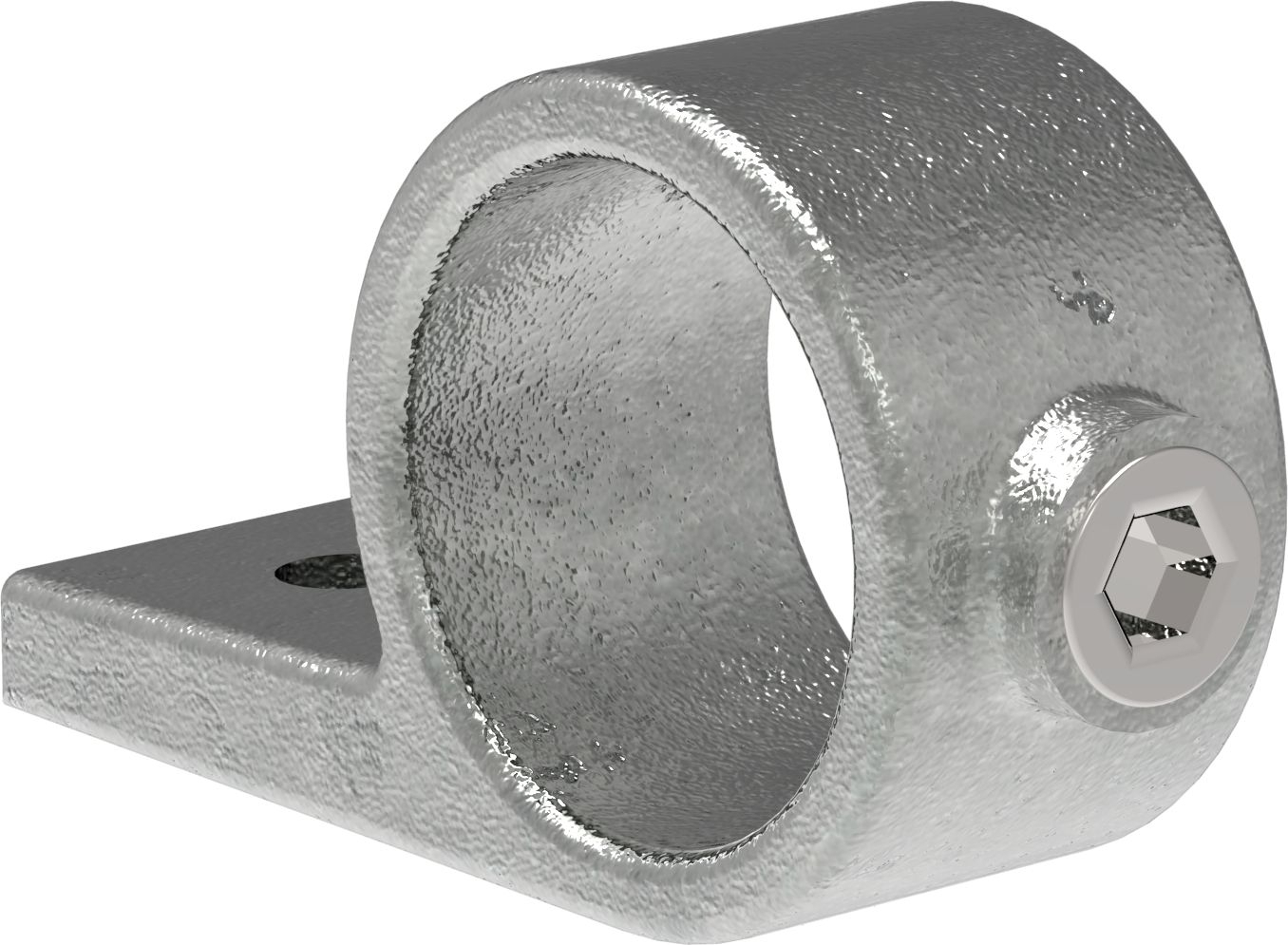 Rohrverbinder - Befestigungsring mit Flansch 1 Bohrung - 199 - 26-9 mm - 48-3 mm - 3-4- - 1 1-2- - Feuerverzinkt u. Elektrogalvanisiert-199