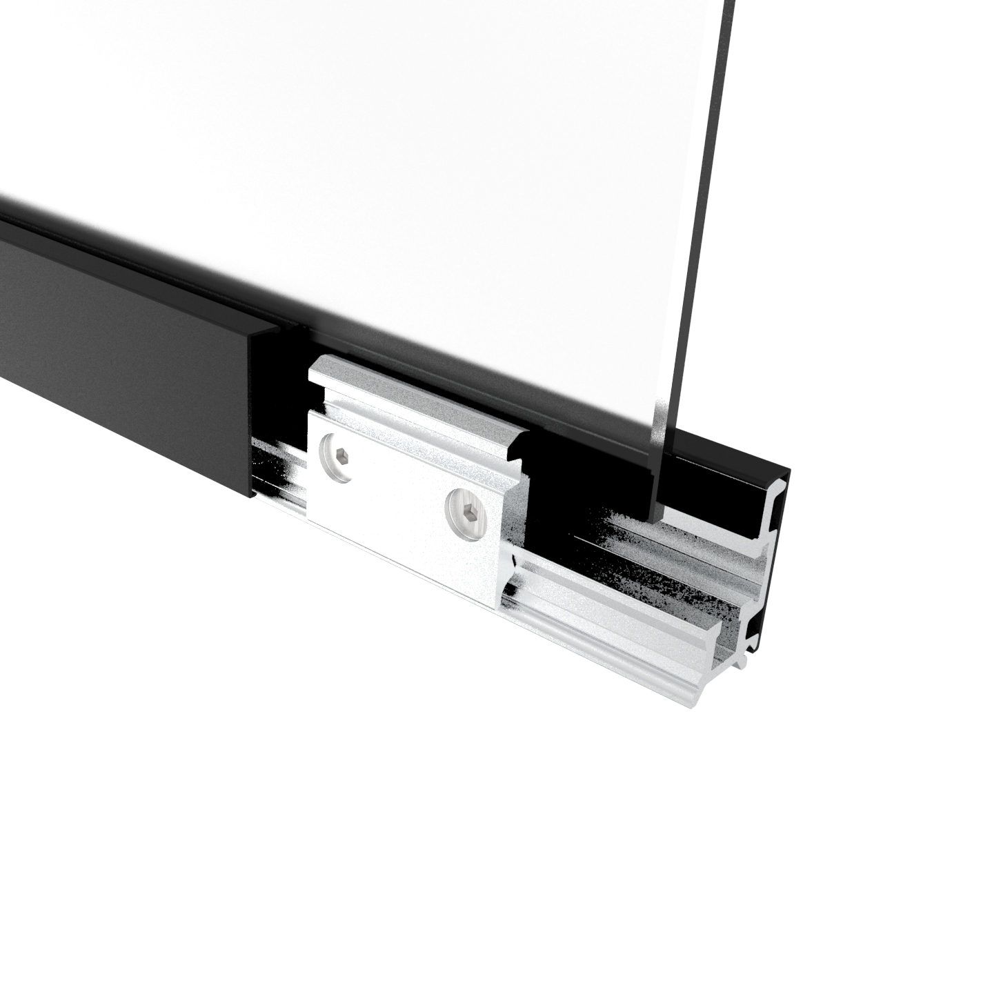 Laufschienenprofil Set fuer Glasschiebetuer - Aluminium Schwarz 3m-89-11GSALZP32X46NB-A.4