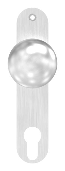 Tuerknopf Edelstahl V2A Ø 50 mm mit Langschild feststehend geschliffen Korn 240-88-1156644.240