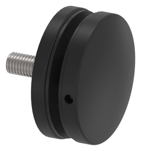 Glaspunkthalter Edelstahl V2A Ø 72 mm- Gewinde M12- fuer Glas 12-0–21-52 mm- RAL 9005 schwarz matt-88-1160197-240.9005