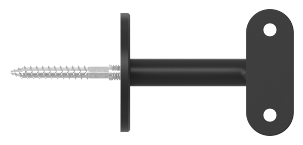 Handlaufhalter mit flacher Platte- -Ronde und Buegel verschweisst- V2A in RAL 9005 beschichtet-88-1150369-240-00.9005