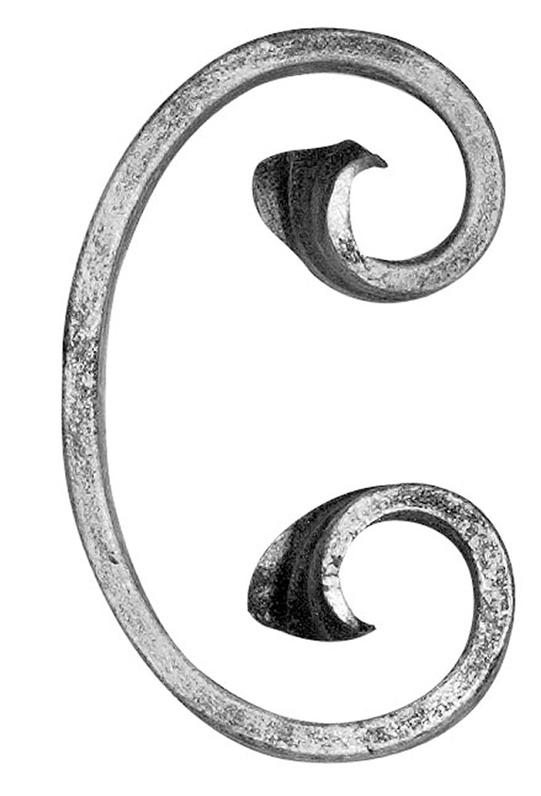 C-Schnecke - Masse- 60x95 mm - Material- 12x5 mm - Stahl S235JR- roh-30-3714.8