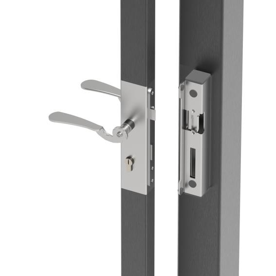 Torschloss-Set Stahl fuer 40x40 mm Profile elektrisch B1-18-89-11BR40X40SETE-A.4