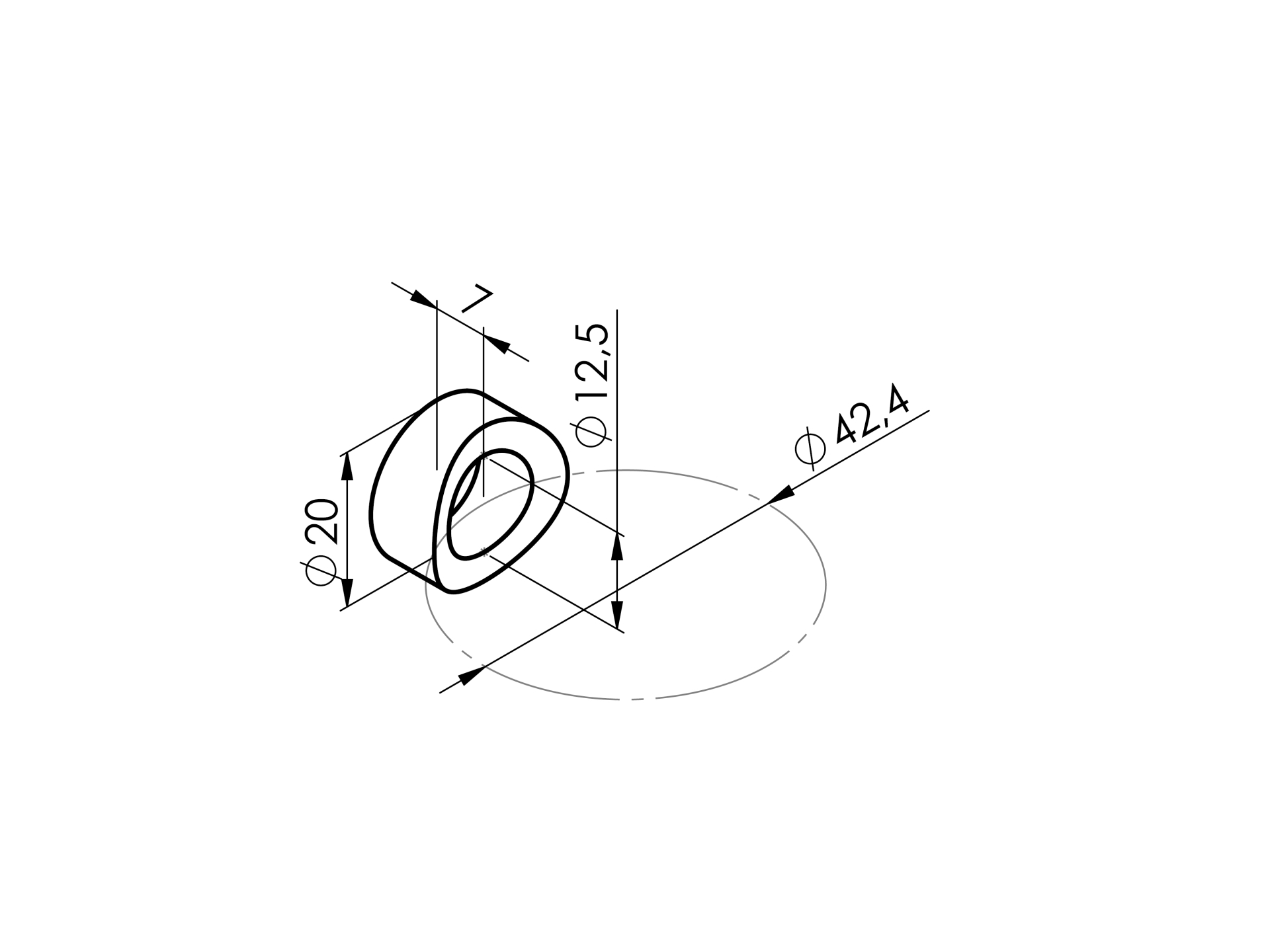 Ausgleichsstueck Ø 20 mm fuer Rundroh Ø 42-4 mm V2A-10-5354-A.4