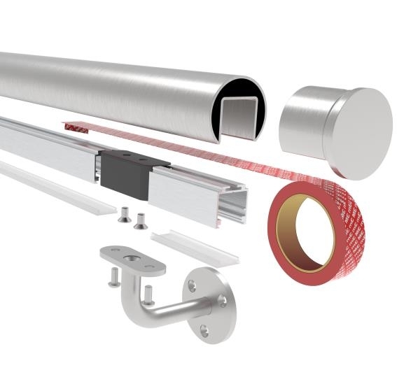 Handlaufprofil Aluminium 23 x 24 x 2500 mm fuer LED-Beleuchtung-89.AL23X242500LEDSET
