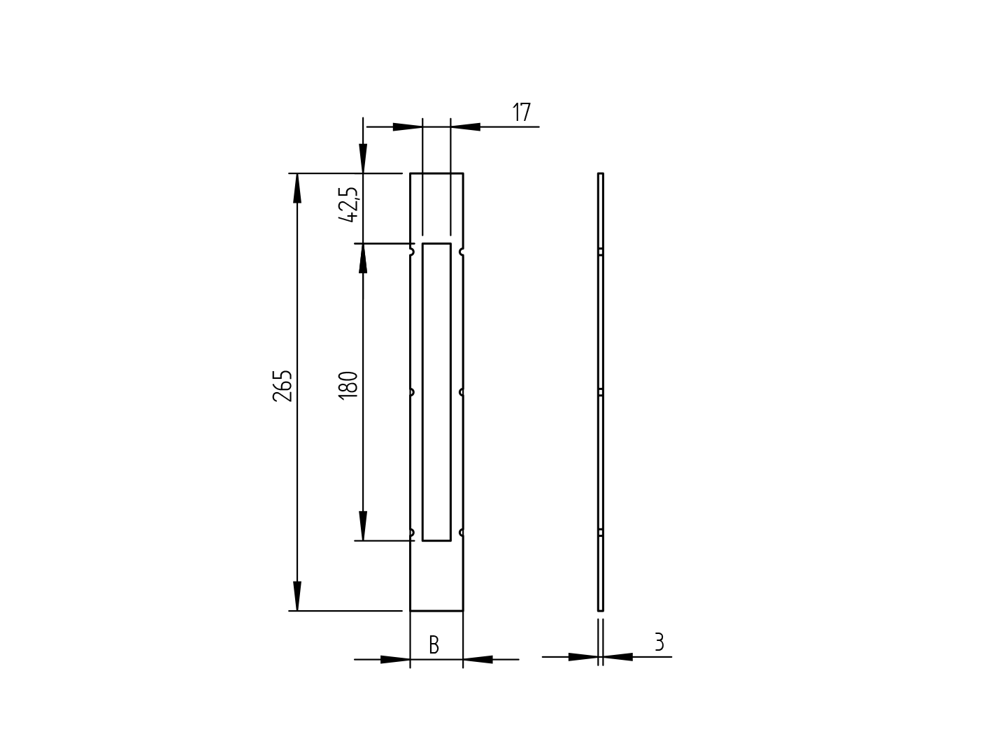Schlosskastenmanschette Stahl 265 mm hoch 32 mm breit Rohzustand-89-11B13432A-A.4