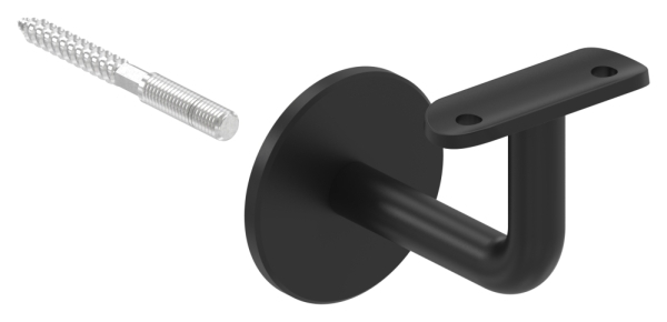 Handlaufhalter Edelstahl V2A fuer Ø 42-4 mm Ronde Ø 60 mm RAL 9005 schwarz matt-88-1150369-240-42.9005